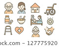 Simple icon set of nursing care, medical care and nursing home 127775920