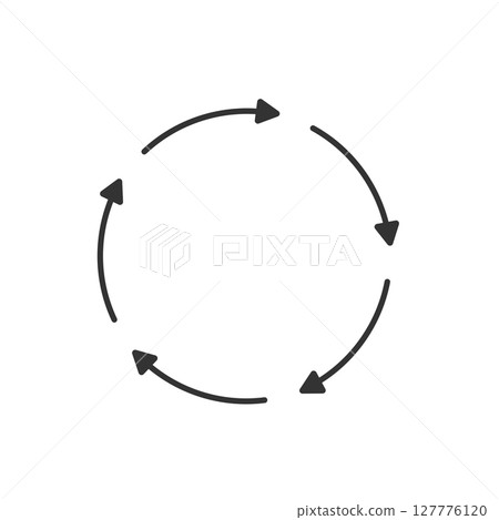A vector icon representing a cycle or process with five arrows (circulation, loop, flow) 127776120