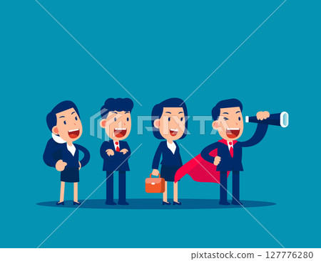 Leadership. Business team leader looking in the future with employees following Leadership. Business team leader looking in the future with employees following 127776280