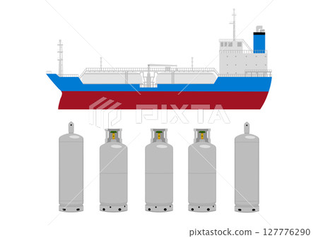 LPG tanker ship and propane gas cylinder 127776290