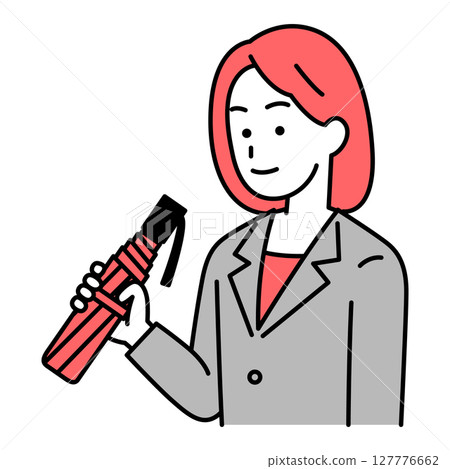 一位身穿西裝、手持折疊傘的女士 127776662