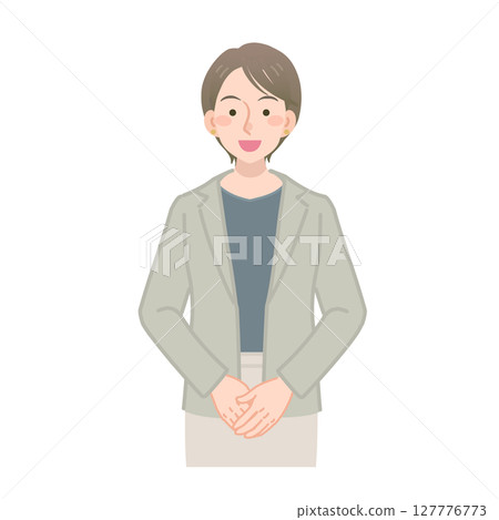 一位職業婦女面帶微笑服務的向量插圖 127776773