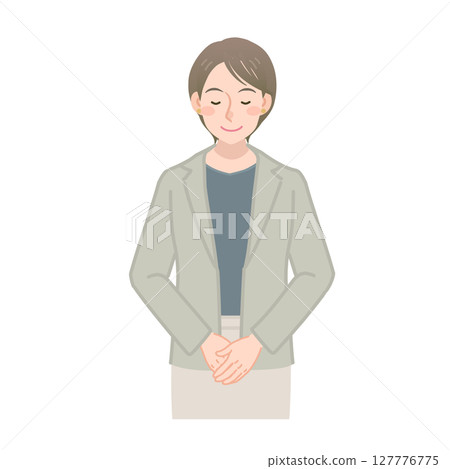 職業婦女鞠躬的矢量插圖 職業婦女鞠躬的矢量插圖 127776775
