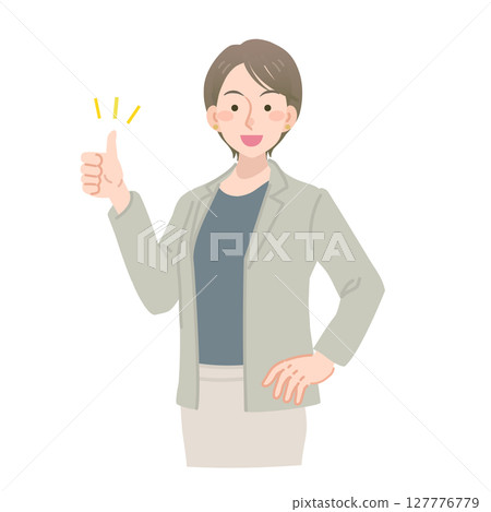一位職業婦女用微笑發出好兆頭 一位職業婦女用微笑發出好兆頭 127776779