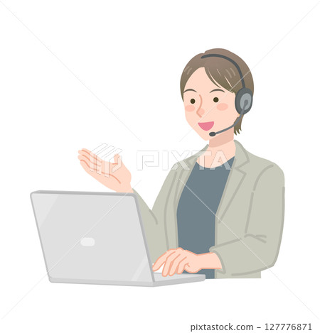 一位職業婦女參加線上會議 127776871