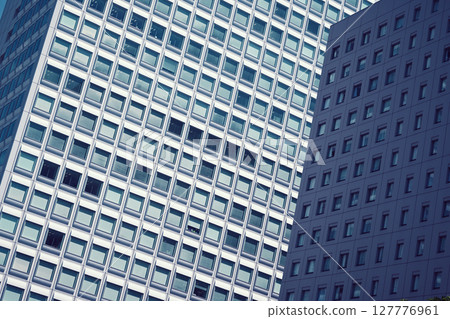 Exterior window glass of high-rise building 127776961