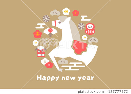 馬年新年賀卡向量插圖 2026 127777372