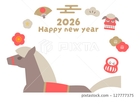Year of the Horse New Year's card vector illustration 2026 Year of the Horse New Year's card vector illustration 2026 127777375