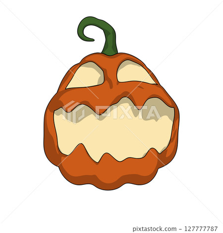Halloween Pumpkin Funny and Cute on White Background. One of the Fall Holiday Symbol. Vector Illustration. Halloween Pumpkin Funny and Cute on White Background. One of the Fall Holiday Symbol. Vector Illustration. 127777787