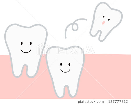 Tooth replacement and tooth extraction: Cute character illustrations with main lines Tooth replacement and tooth extraction: Cute character illustrations with main lines 127777812