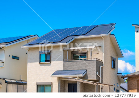 Solar-powered renewable energy housing 127777939