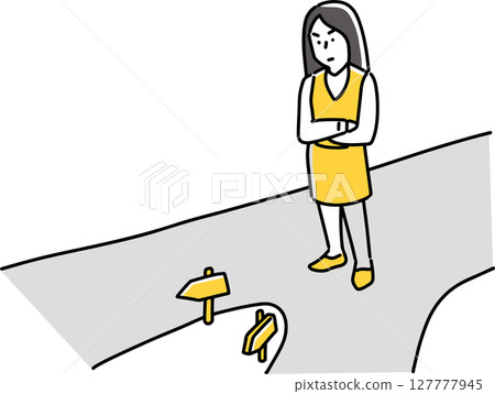 一位婦女不知道該往哪裡走 127777945