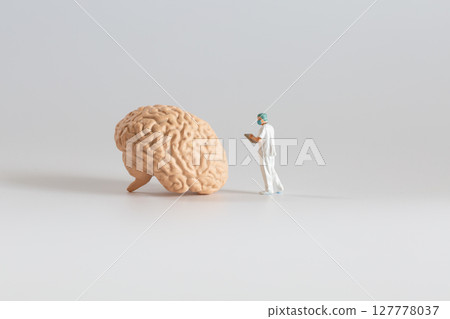 微型醫師檢查大腦模型 127778037