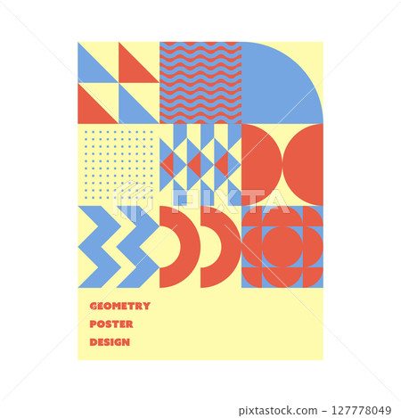 Creative geometric poster design, simple modern background, red, blue, yellow 127778049