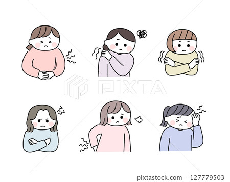 可愛而放鬆的手繪女人/身體和精神障礙 127779503