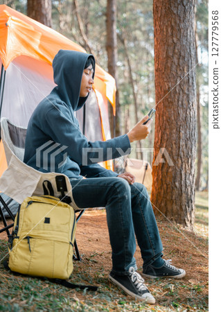 Future remote work combines technology nature smart phone enable e-learning productivity while traveling blending comfort modern devices serenity computer equipment business connection natural world 127779568