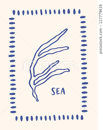 Hand drawn sea life poster Hand drawn sea life poster 127779616