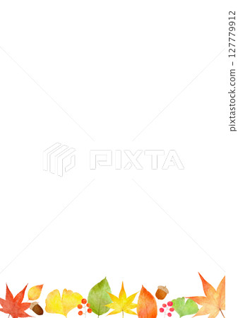 Acorns, ginkgo, maple leaves, autumn illustration 127779912
