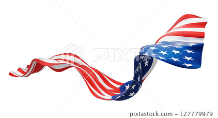 USA or American flag design on white background with copy space 3D render USA or American flag design on white background with copy space 3D render 127779979