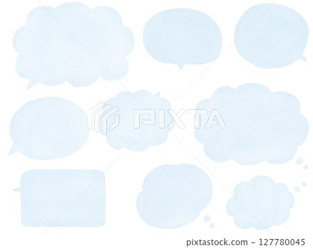 Pastel Blue Hand-drawn Speech Bubble Set 127780045