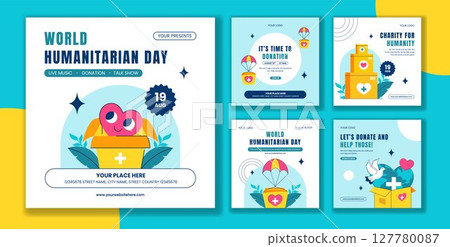 Flat Cartoon Illustration for World Humanitarian Day Social Media Post Template Flat Cartoon Illustration for World Humanitarian Day Social Media Post Template 127780087