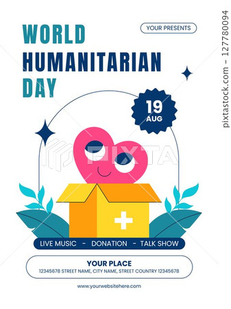 World Humanitarian Day Flat Illustration for Digital Campaign and Social Media Flyer 127780094