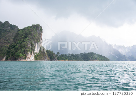 Cheow Lan Lake, Khao Sok, Surat Thani, Thailand. 127780350