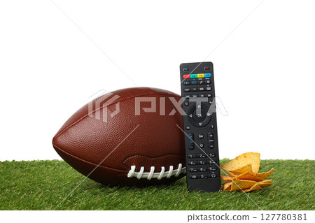 PNG, Rugby ball with remote control, isolated on white background 127780381
