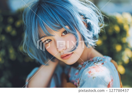 藍髮女性/髮色“AI 產生的圖像” 127780437