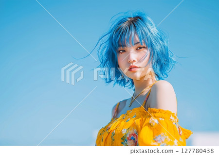 藍髮女性/髮色“AI 產生的圖像” 藍髮女性/髮色“AI 產生的圖像” 127780438