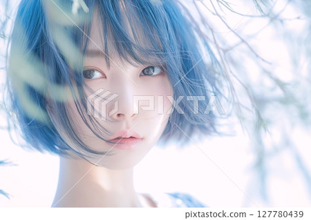 藍髮女性/髮色“AI 產生的圖像” 127780439