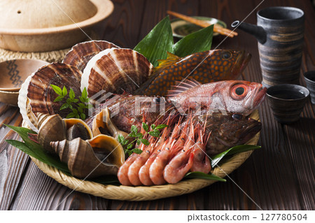 North Sea fresh fish and sake 127780504