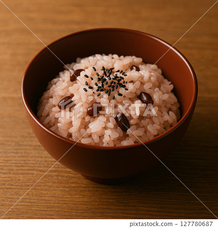 Red rice sprinkled with black sesame salt Red rice sprinkled with black sesame salt 127780687