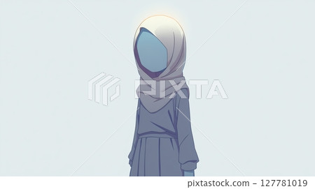 Anime Hijabi with No Face, Glowing Neck 127781019