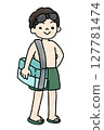 身穿泳衣的男子的手繪插圖 127781474