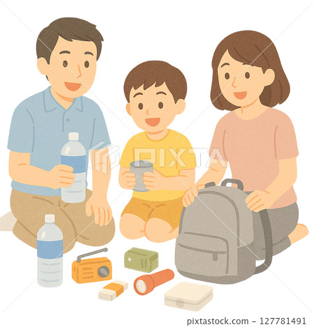 家庭防災措施、檢查家庭儲備以備災害、與家人一起確認！準備防災物資 127781491