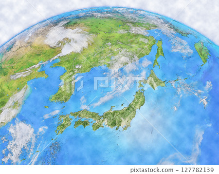 地球日本CG背景水彩風格手繪風格 127782139