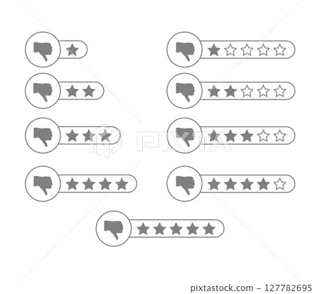 set of icons of negative reaction, negative feedback, expression of opinion about a product or service set of icons of negative reaction, negative feedback, expression of opinion about a product or service 127782695