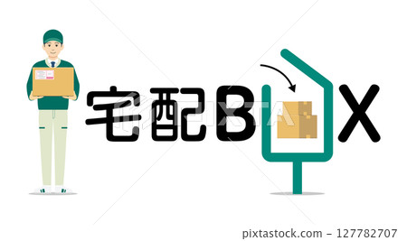 Delivery man and parcel box 8 127782707