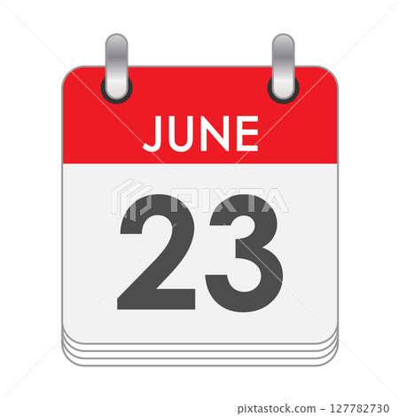JUNE 23. A leaf of the flip calendar with the date of JUNE 23 127782730