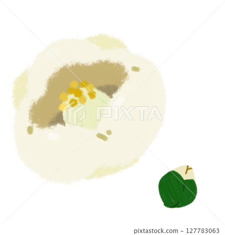 白色手繪山茶花花與花蕾 127783063