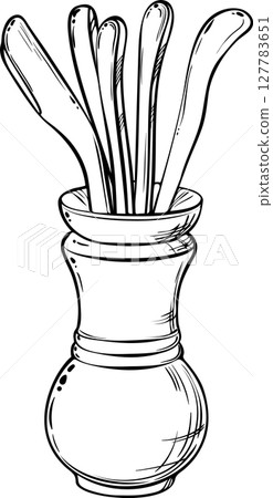 Tea Tools Outline llustration. Tea Tools Outline llustration. 127783651