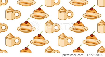 Seamless Cake and Coffee Pattern 127783846