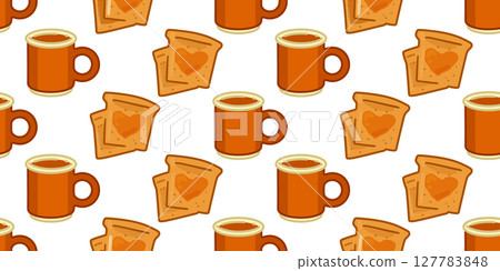 Seamless Breakfast Pattern with Jam Toast Seamless Breakfast Pattern with Jam Toast 127783848