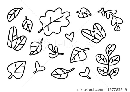 Autumn Leaves Outline Drawing Set Autumn Leaves Outline Drawing Set 127783849