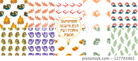 Summer Seamless Camping Pattern Pack Summer Seamless Camping Pattern Pack 127783861