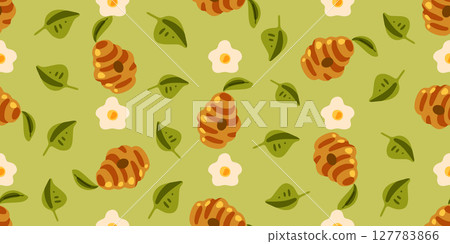 Beehive Flower Leaf Pattern Design Beehive Flower Leaf Pattern Design 127783866