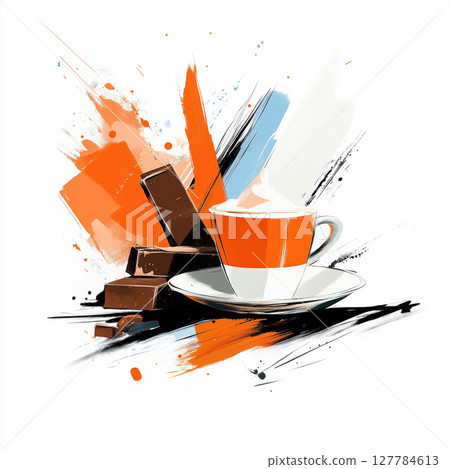 Delicious dessert drink with whipped cream and chocolate 127784613