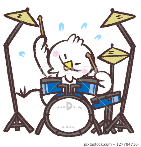 一隻白鳥在打鼓的插圖 一隻白鳥在打鼓的插圖 127784710