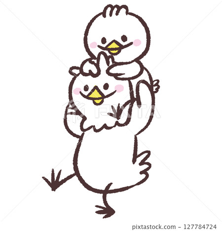 Illustration of a white bird riding on someone's shoulders 127784724